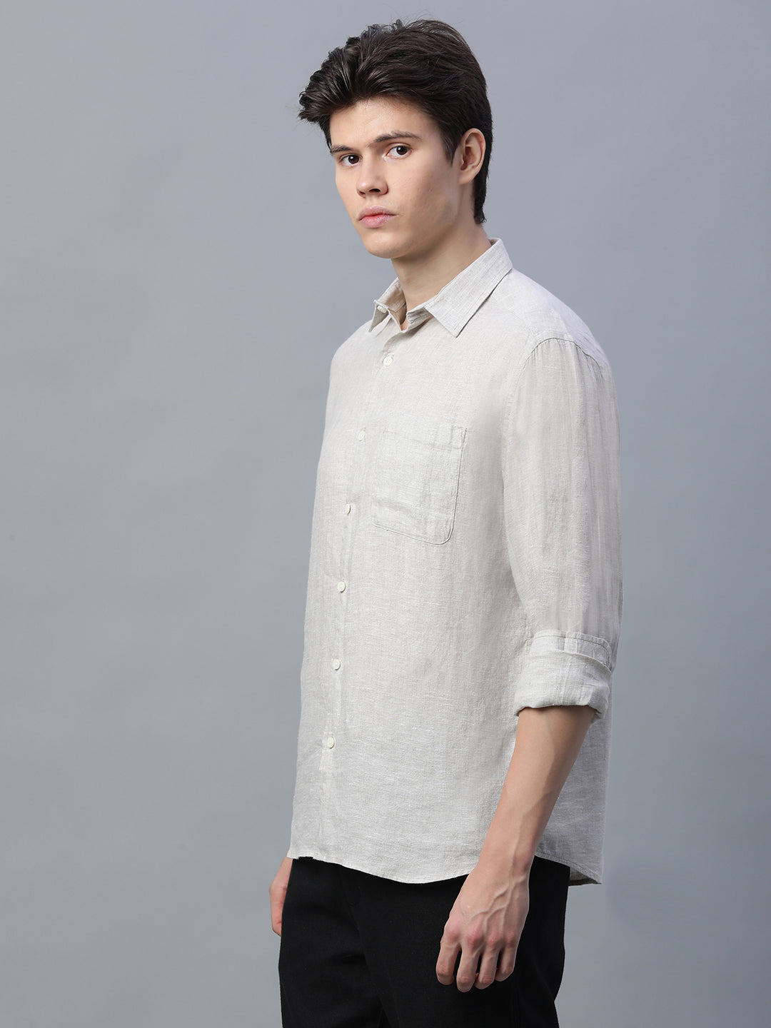 Men's Natural 100% Linen Regular Fit Shirt