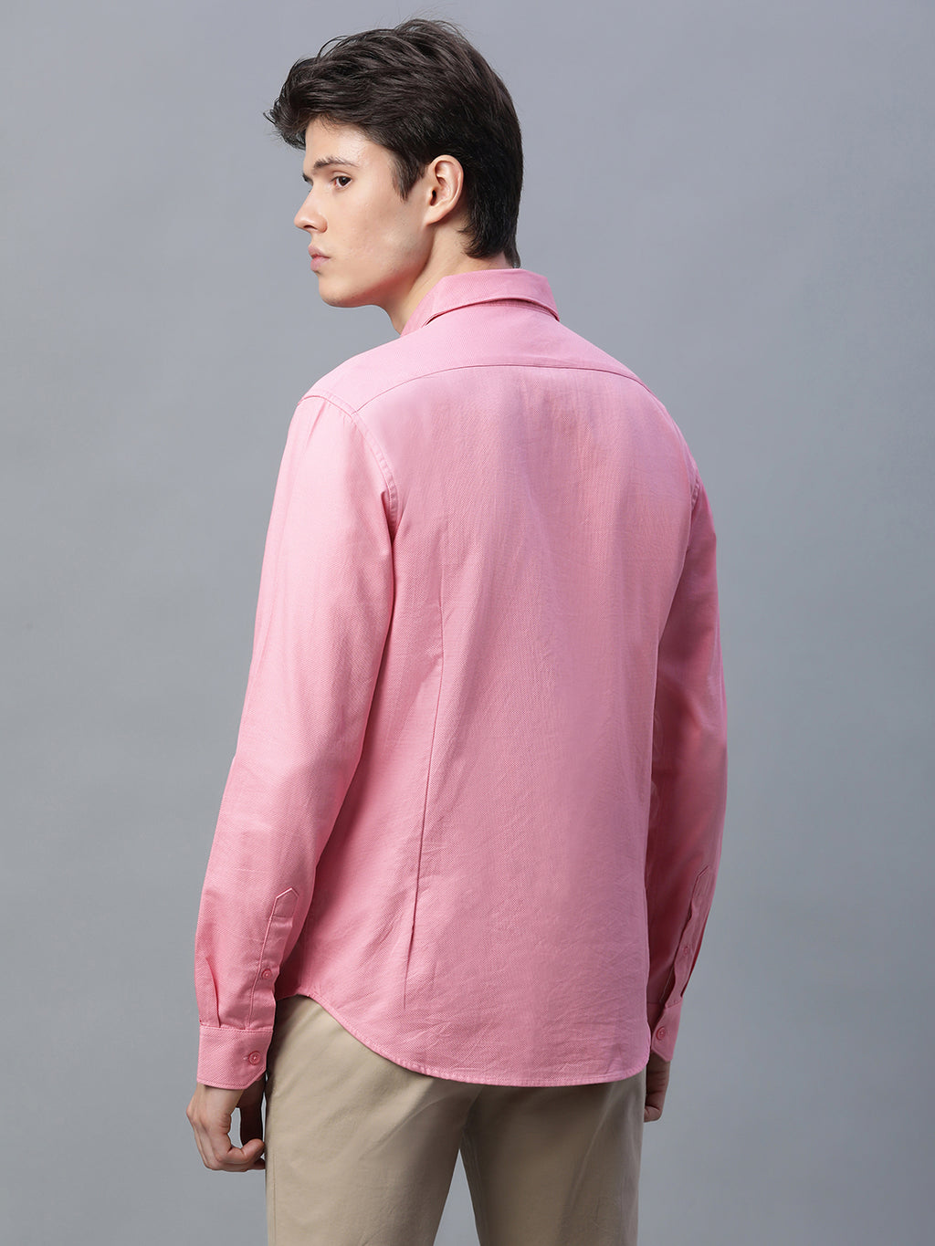 Men's Pink 100% Cotton Slim Fit Shirt