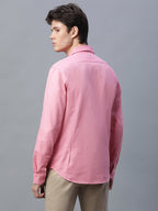 Men's Pink 100% Cotton Slim Fit Shirt