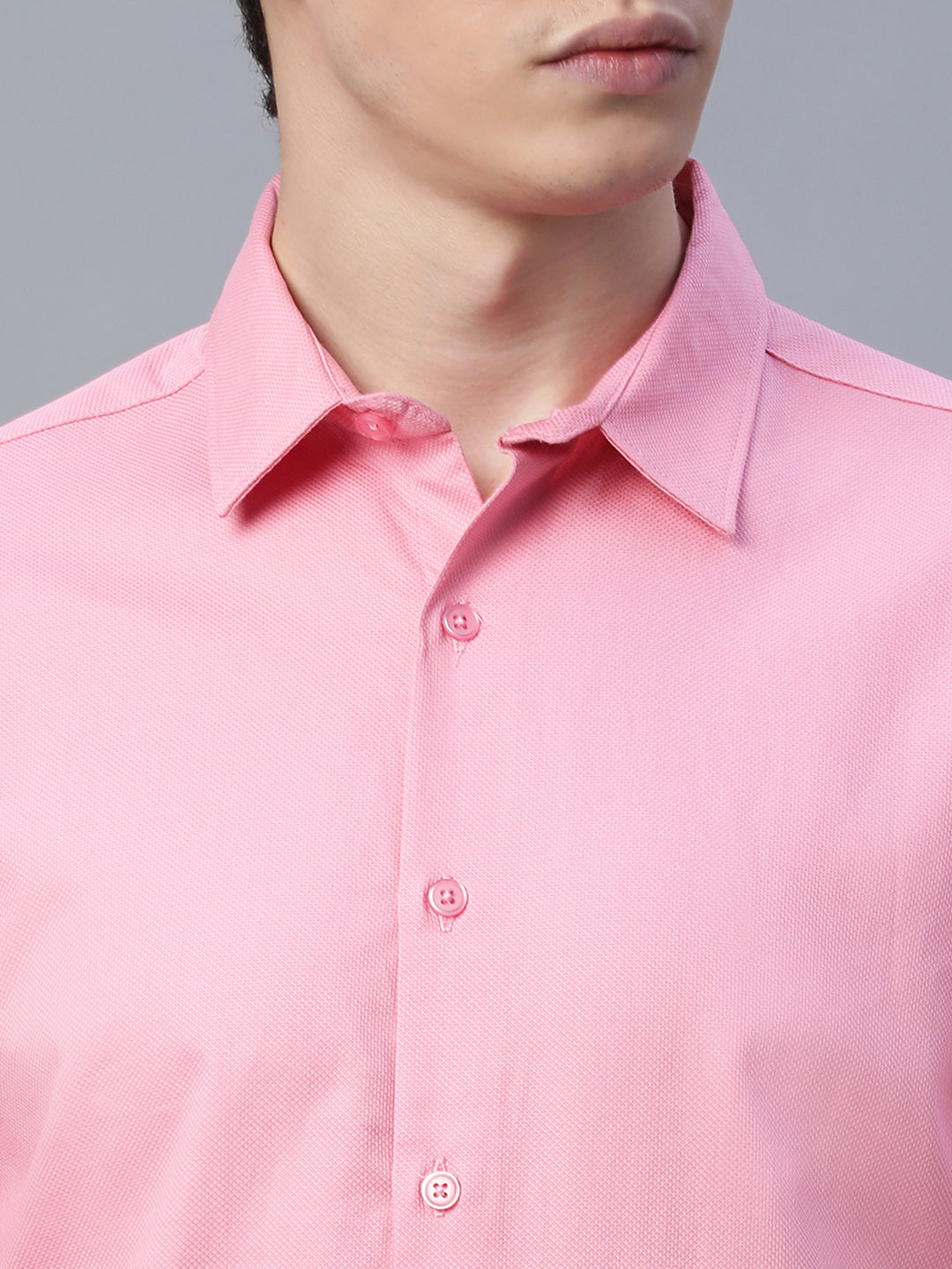 Men's Pink 100% Cotton Slim Fit Shirt