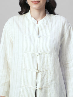 Women's Offwhite 100% Linen Boxy Fit Blouse