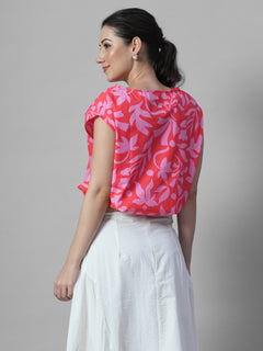Women's Pink 100% Cotton Regular Fit Blouse