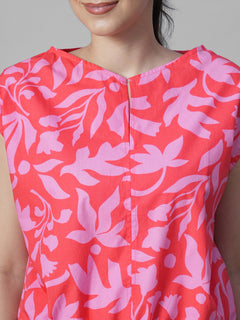 Women's Pink 100% Cotton Regular Fit Blouse