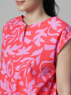 Women's Pink 100% Cotton Regular Fit Blouse