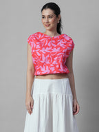 Women's Pink 100% Cotton Regular Fit Blouse