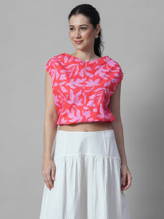 Women's Pink 100% Cotton Regular Fit Blouse