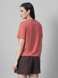 Women's Red 100% Organic Cotton Regular Fit Tshirt