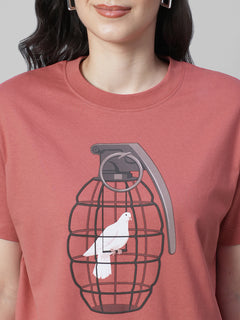 Women's Red 100% Organic Cotton Regular Fit Tshirt
