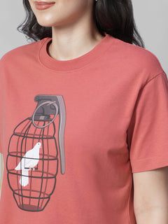 Women's Red 100% Organic Cotton Regular Fit Tshirt