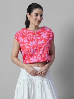 Women's Pink 100% Cotton Regular Fit Blouse