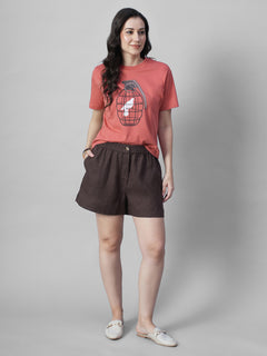 Women's Red 100% Organic Cotton Regular Fit Tshirt