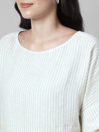 Women's Beige 100% Linen Boxy Fit Blouse