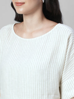 Women's Beige 100% Linen Boxy Fit Blouse