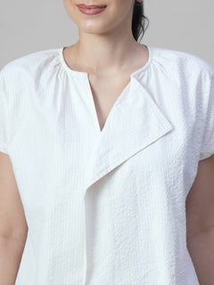 Women's Offwhite 100% Cotton Regular Fit Blouse