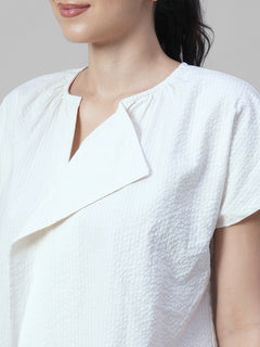 Women's Offwhite 100% Cotton Regular Fit Blouse