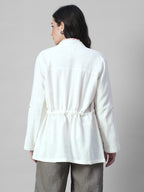 Women's Offwhite 100% Cotton Regular Fit Jacket