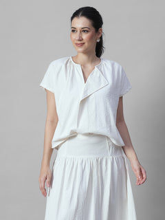 Women's Offwhite 100% Cotton Regular Fit Blouse