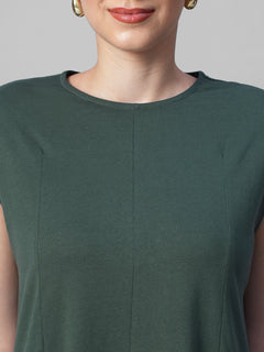 Women's Green 100% Organic Cotton Regular Fit Knit Dress