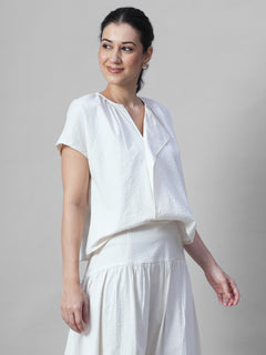 Women's Offwhite 100% Cotton Regular Fit Blouse
