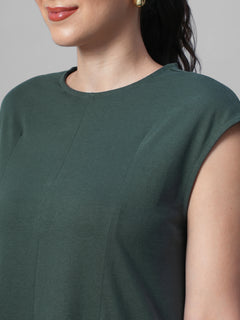 Women's Green 100% Organic Cotton Regular Fit Knit Dress