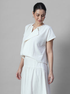 Women's Offwhite 100% Cotton Regular Fit Blouse
