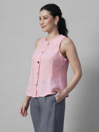 Women's Rose 100% Linen Regular Fit Blouse