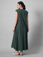 Women's Green 100% Organic Cotton Regular Fit Knit Dress