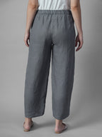 Women's Grey 100% Linen Regular Fit Pant