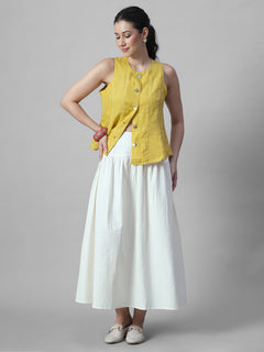 Women's Offwhite 100% Cotton Regular Fit Skirt