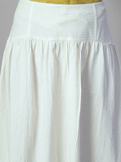 Women's Offwhite 100% Cotton Regular Fit Skirt
