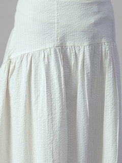 Women's Offwhite 100% Cotton Regular Fit Skirt