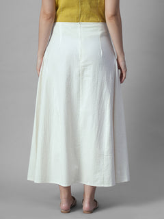 Women's Offwhite 100% Cotton Regular Fit Skirt