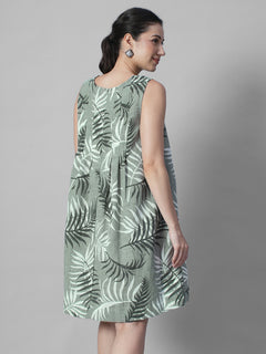 Women's Sage Linen Viscose Regular Fit Dress