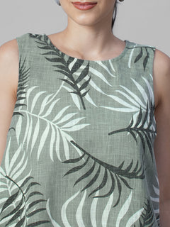 Women's Sage Linen Viscose Regular Fit Dress