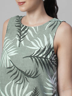 Women's Sage Linen Viscose Regular Fit Dress