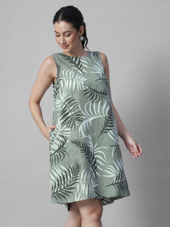Women's Sage Linen Viscose Regular Fit Dress