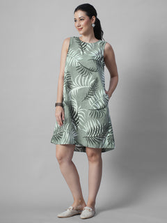 Women's Sage Linen Viscose Regular Fit Dress