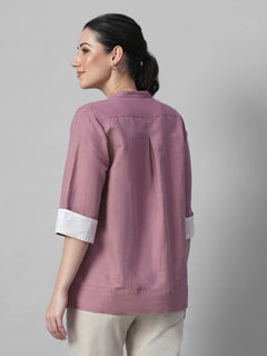 Women's Peach Linen Cotton Regular Fit Blouse