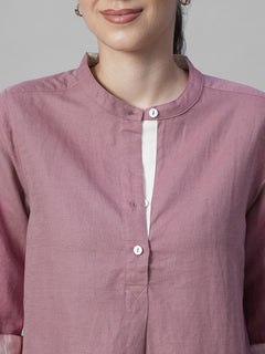 Women's Peach Linen Cotton Regular Fit Blouse