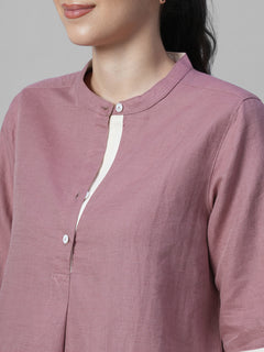 Women's Peach Linen Cotton Regular Fit Blouse