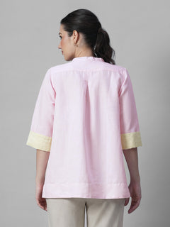 Women's Pink Linen Cotton Regular Fit Blouse