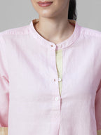Women's Pink Linen Cotton Regular Fit Blouse