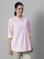Women's Pink Linen Cotton Regular Fit Blouse