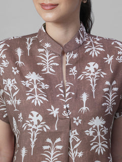 Women's Rust Tencel Linen Relax Fit Blouse