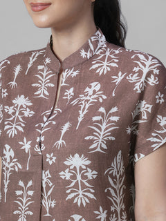 Women's Rust Tencel Linen Relax Fit Blouse
