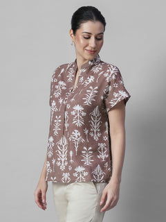 Women's Rust Tencel Linen Relax Fit Blouse