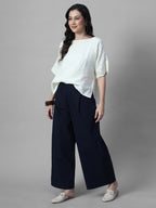 Women's Offwhite 100% Linen Boxy Fit Blouse