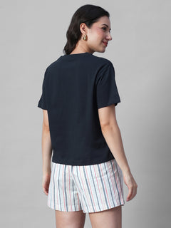 Women's Navy 100% Organic Cotton Regular Fit Tshirt