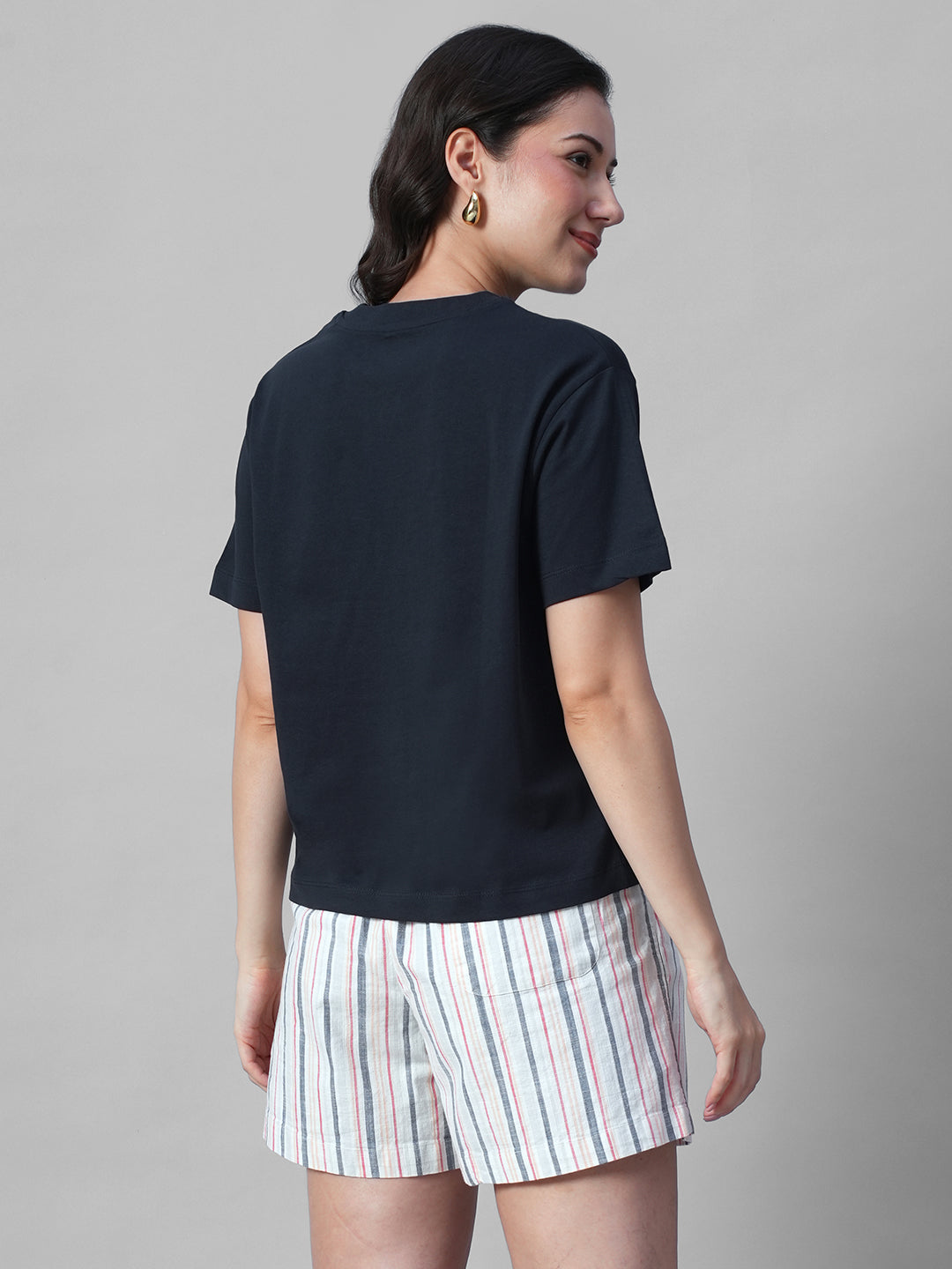 Women's Navy 100% Organic Cotton Regular Fit Tshirt