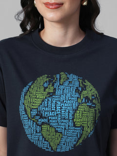 Women's Navy 100% Organic Cotton Regular Fit Tshirt